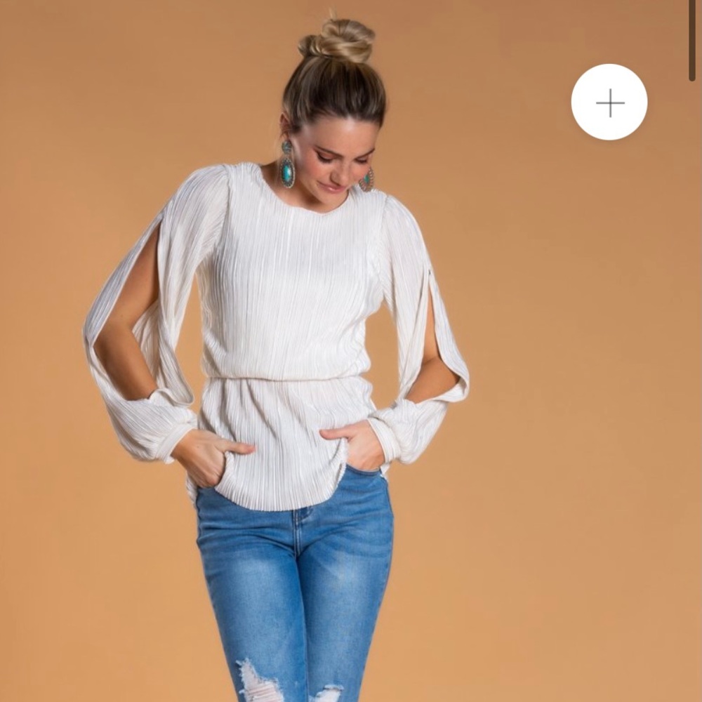 PLEATED SLIT SLEEVE BLOUSE